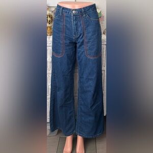 Delia’s Denim Jeans Wide Legs High Rise in Medium Blue Wash Size Small
